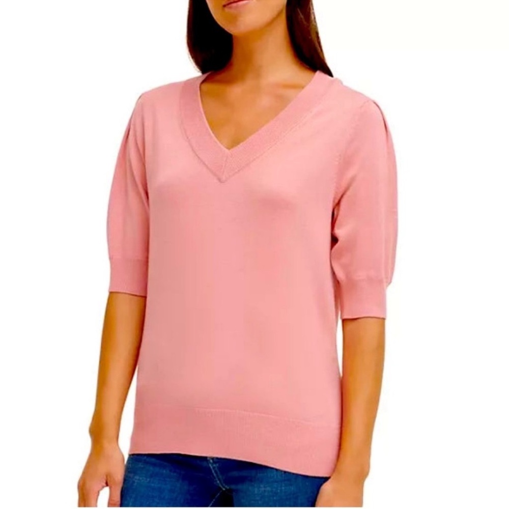 New DKNY puff sleeves lightweight sweater, rose pink color, size XXL
